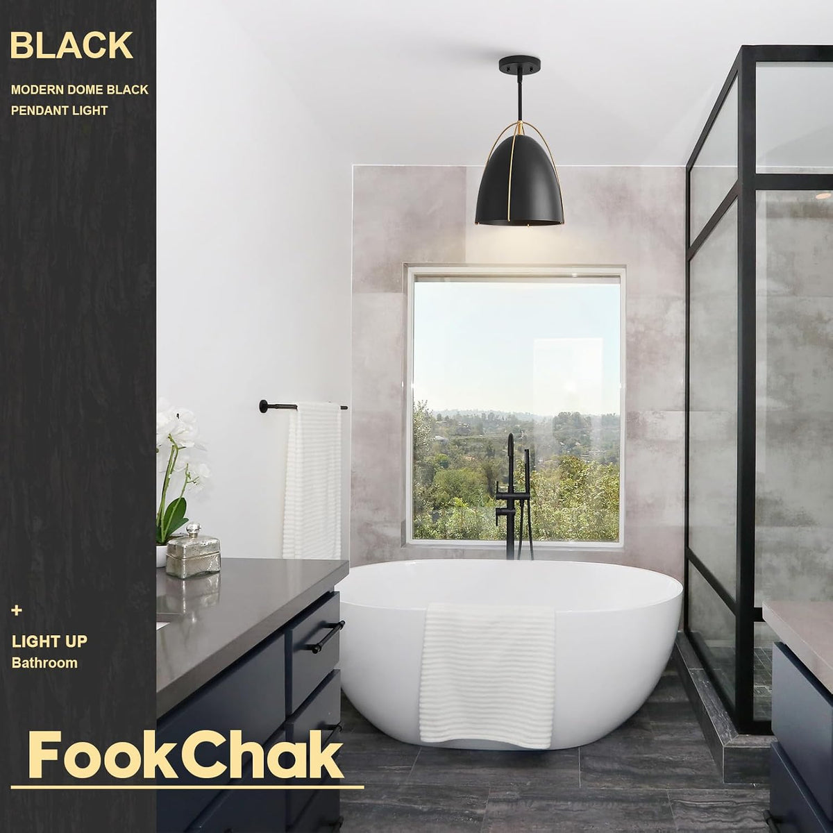 Black Dome Pendant Light 10in Kitchen Island Pendant Lighting Modern Black & Gold Ceiling Pendant Light Fixture for Kitchen Sink Dining Room, E26