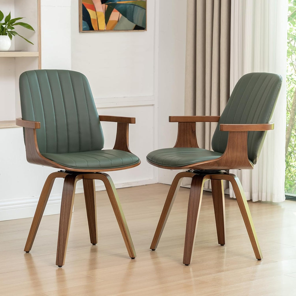 MCM dining Chairs, Faux Leather Dining Chairs with Walnut Craftsmanship