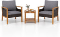 Tangkula 3 Pieces PE Wicker Patio Bistro Set (Gray)