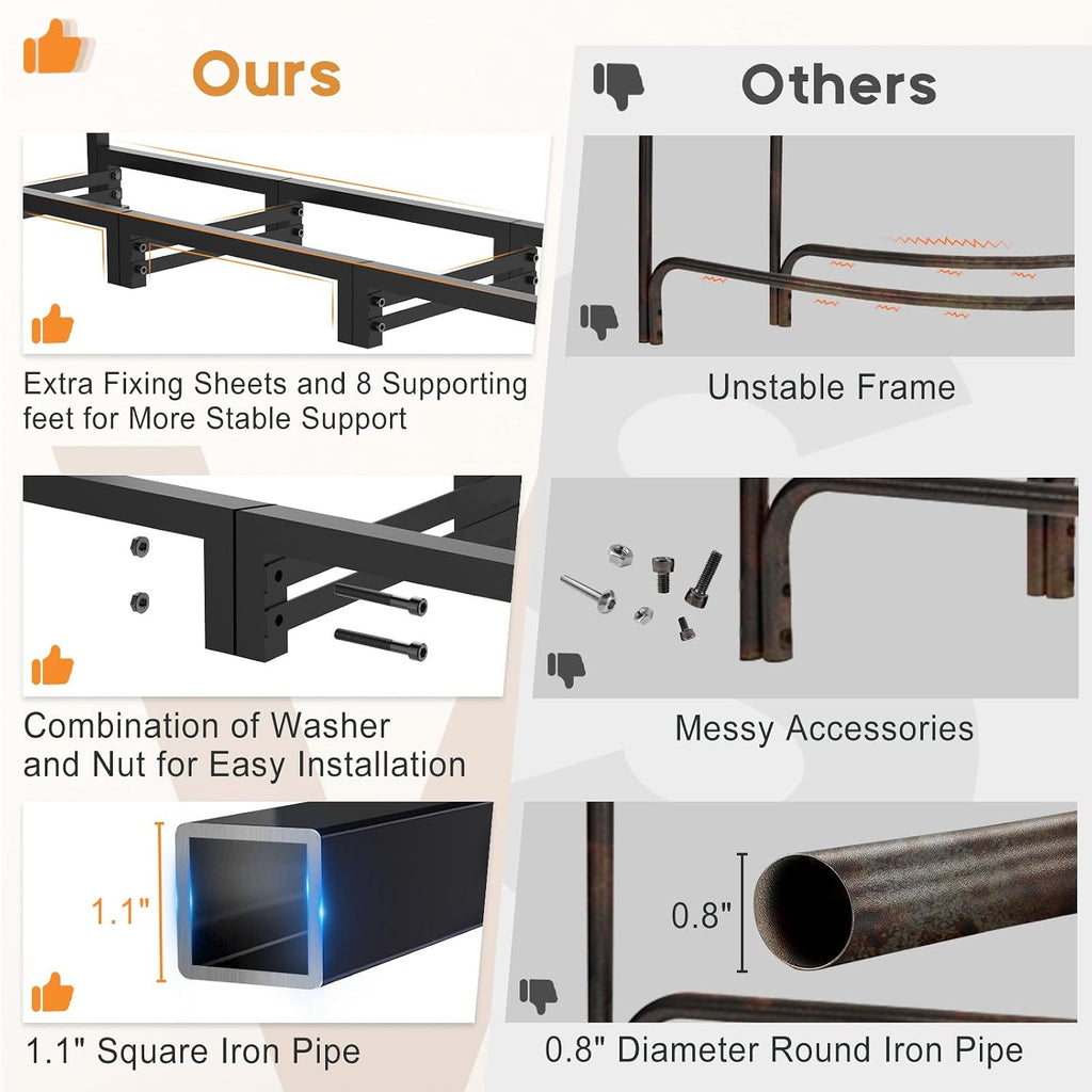 4ft Firewood Rack Outdoor with Waterproof Widened Cover