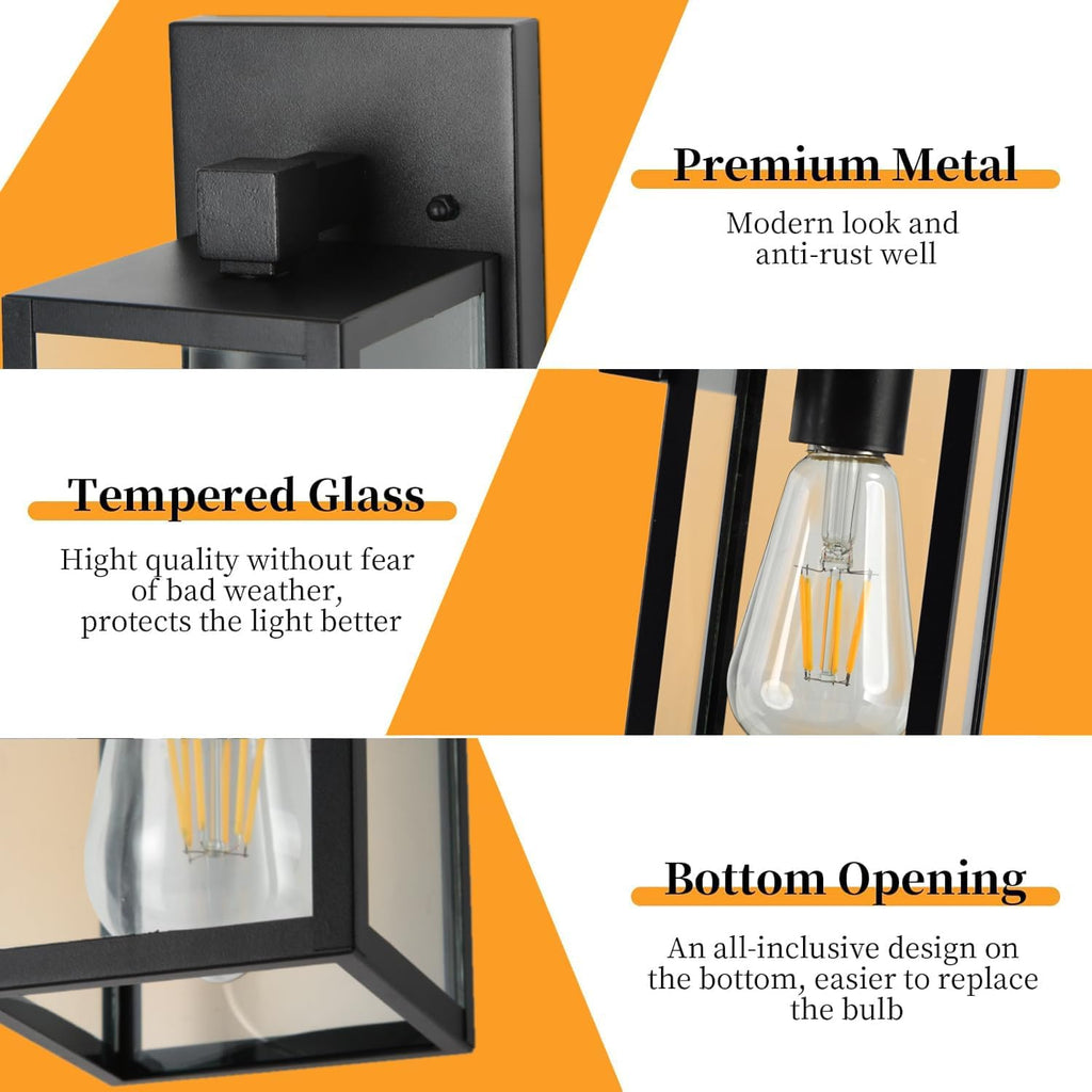 4 Pack Outdoor Light Fixtures, Black Exterior Light Wall Mount, Aluminum Porch Wall Lanterns Waterproof Outside Light for House Front Door Light for Patio Garage Doorway