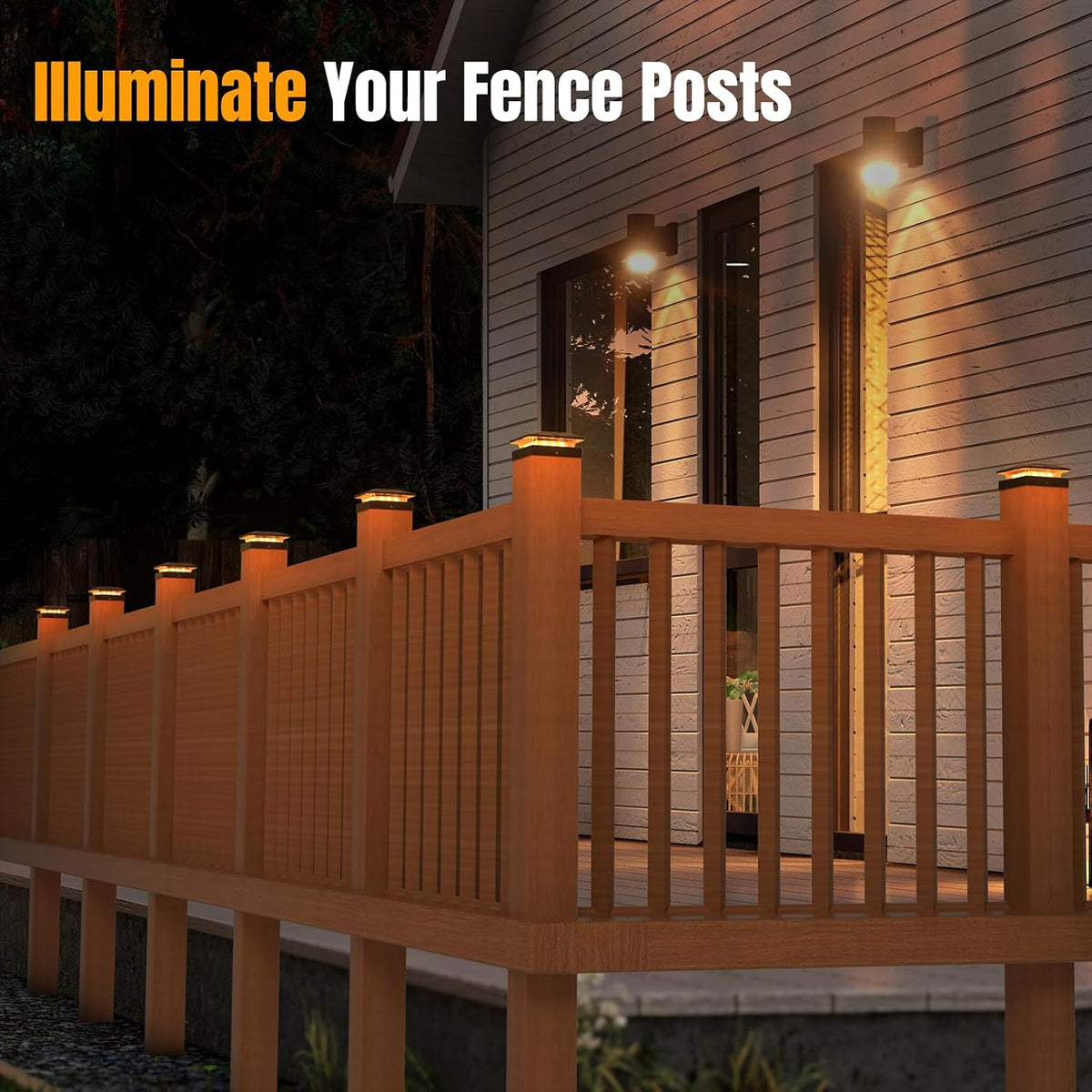4x4 solar fence post cap lights outdoor waterproof on a desk or shelf
