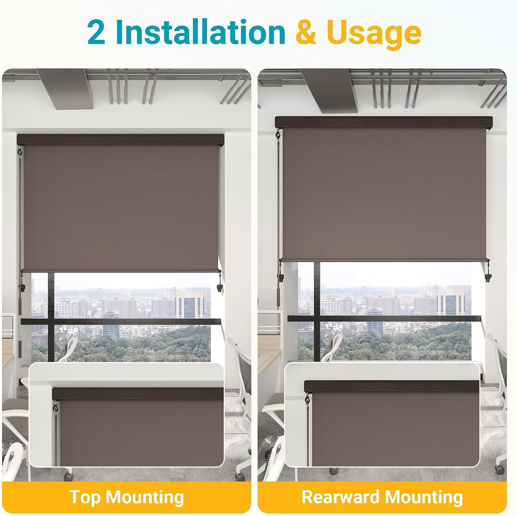 10'W x 8'H Integrated Outdoor Roller Shade for Sun & Privacy Protection