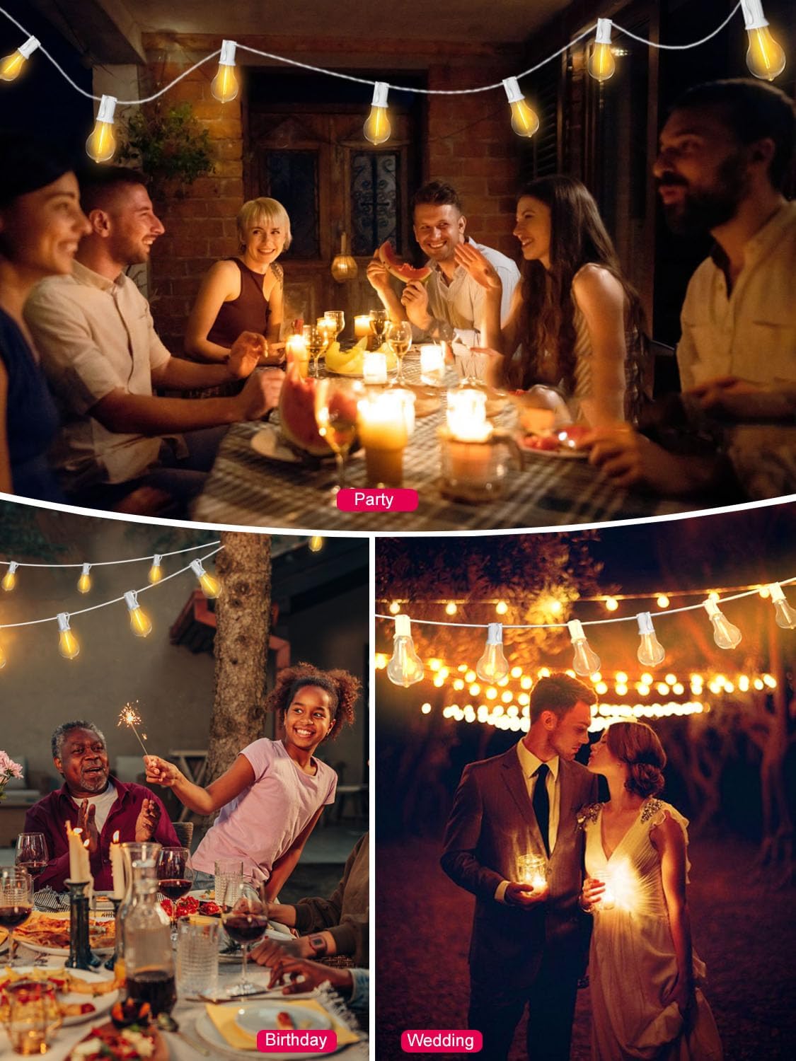 white outdoor string lights 120ft waterproof lighting for showing dimensions