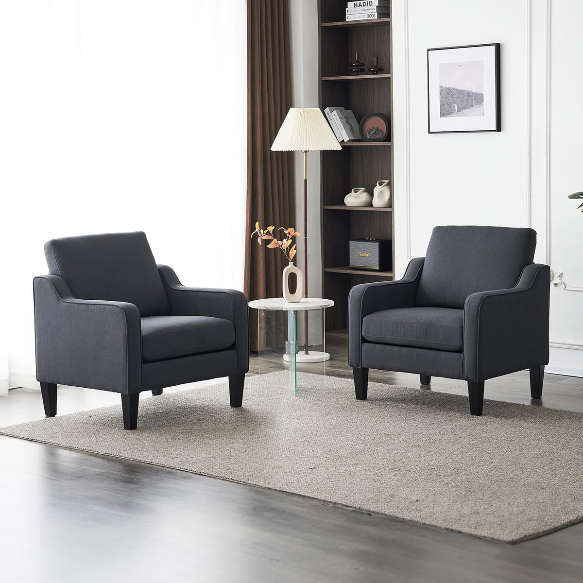 VINGLI Accent Chair, Linen Upholstered Armchair, 380 LBS, Living Room