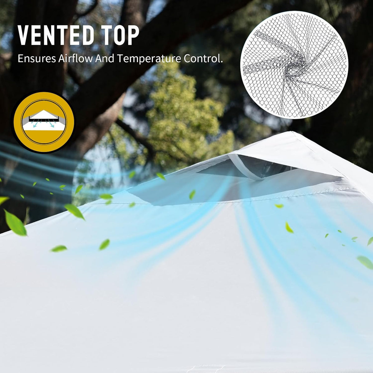 CROWN SHADES 12x12 Pop Up Canopy Tent with One Push Setup, Grid White