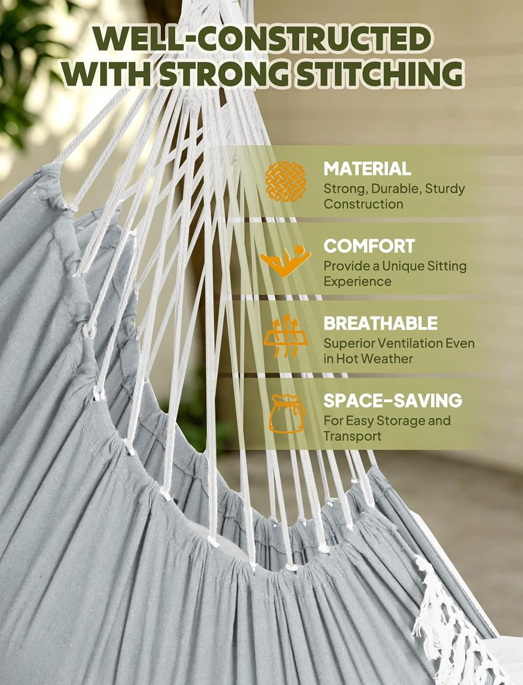 chihee hammock chair 4.9ft x 3.9ft max 500, side view