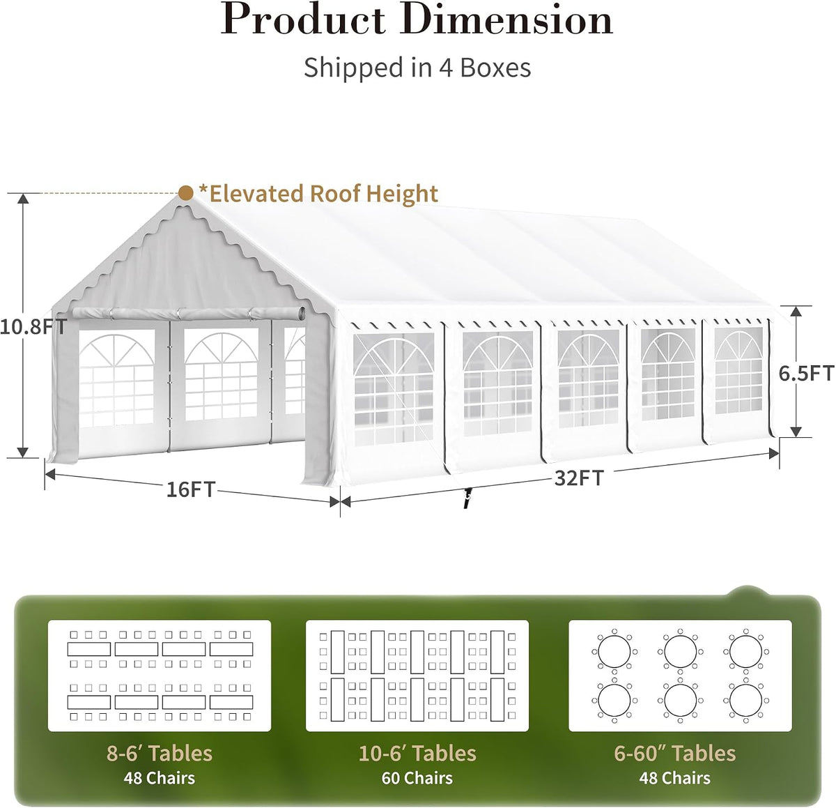 Sophia & William 16x32 Party Tents, Heavy Duty Event Tent for Parties