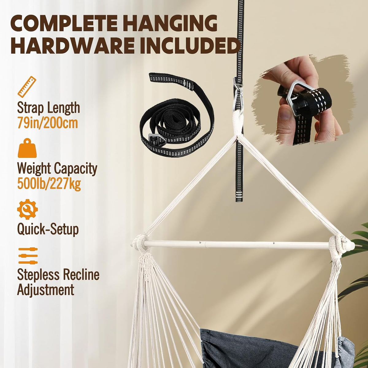 chihee hammock chair foot rest 2 cushions max, side view