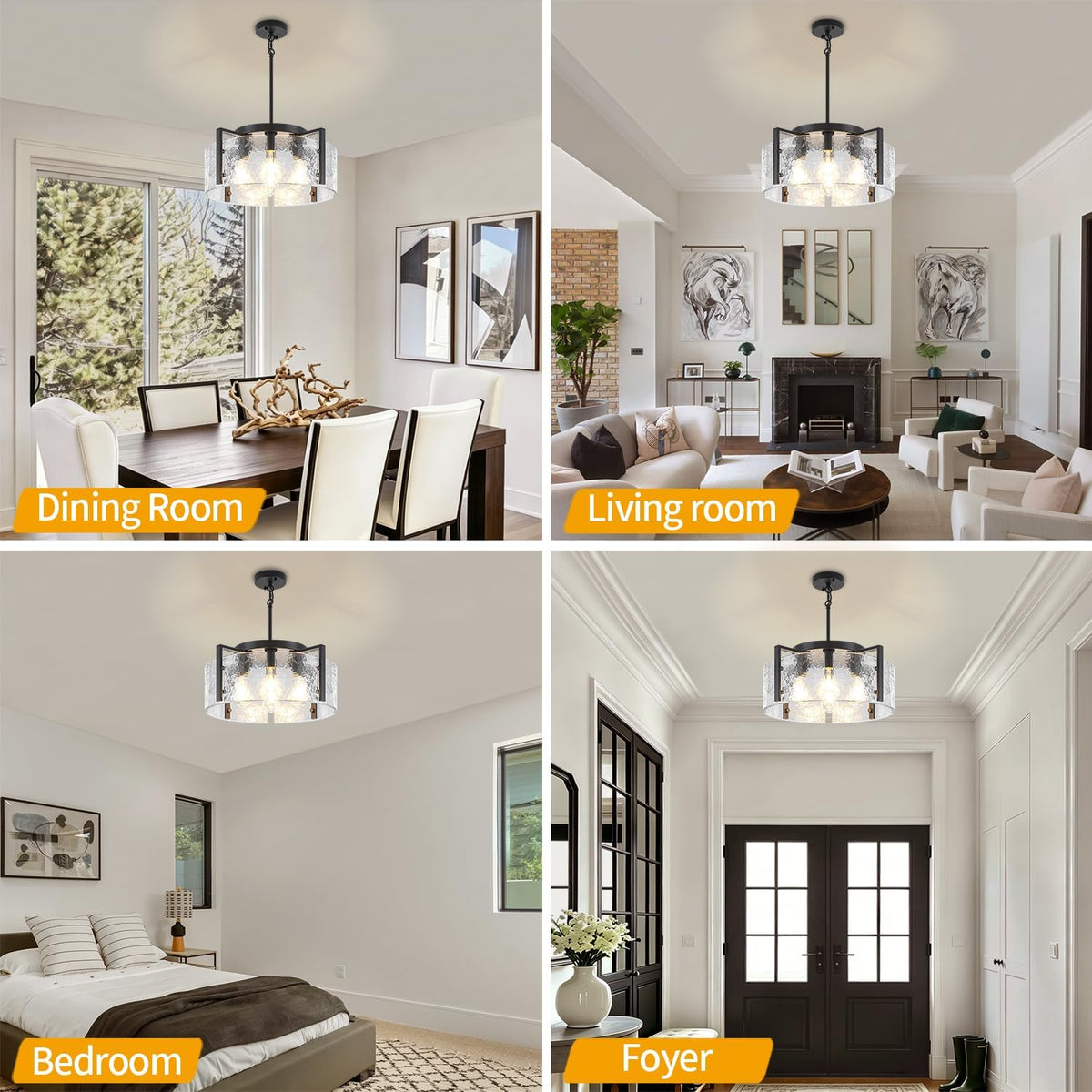 Modern Black Dining Room Light Fixture 4 Lights Chandeliers for Dining Room