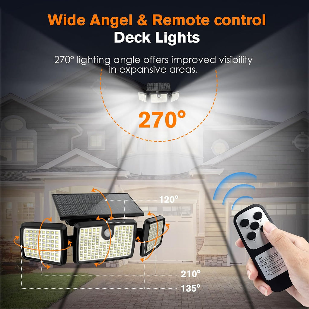 mihani solar lights outdoor, quick charge solar motion showing dimensions
