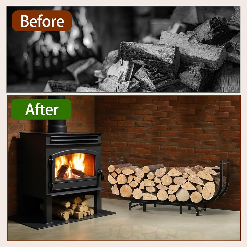 LIANTRAL Curved Firewood Rack Outdoor Indoor, 48 Inch Heavy Duty Log Holder