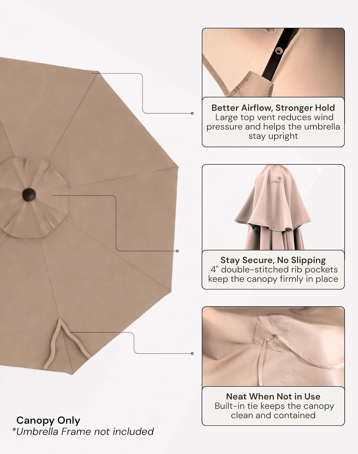 formosa covers replacement umbrella canopy for 11ft 8, side view