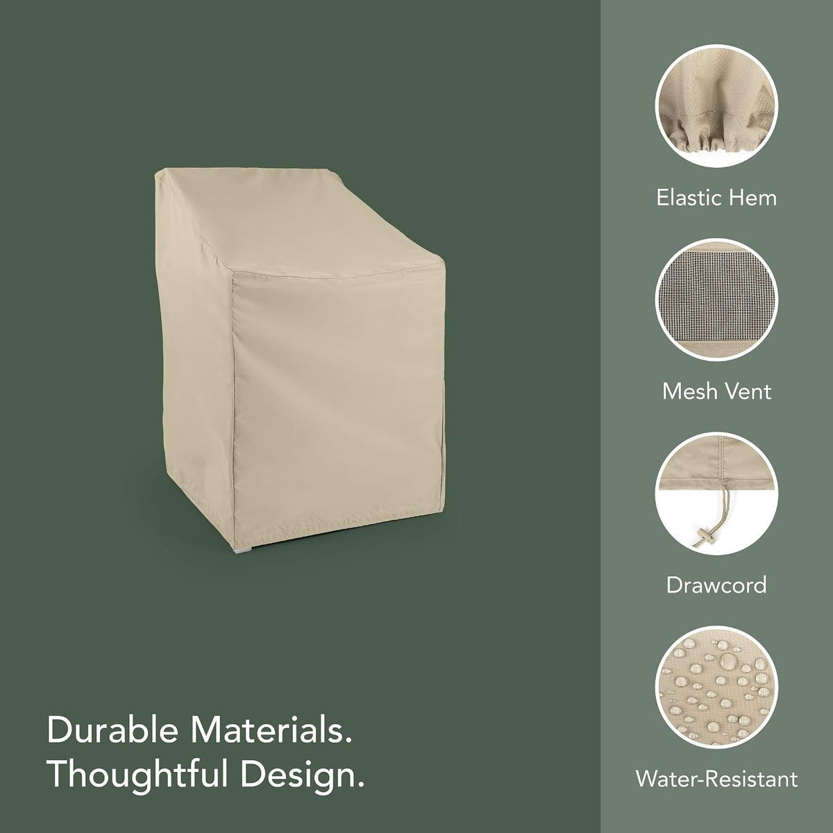 Covermates Elite Chair Cover – 300D Polyester, 36W x 35D x 32H, Khaki