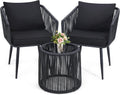 Kromax 3-Piece Patio Rattan Bistro Conversation Set, Black