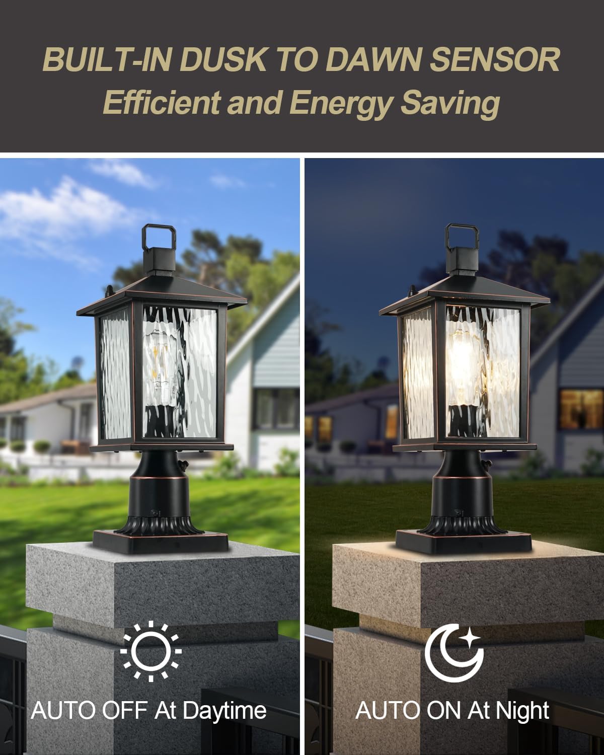 Dusk to Dawn Outdoor Post Light, Oil-Rubbed Bronze Pole Lantern