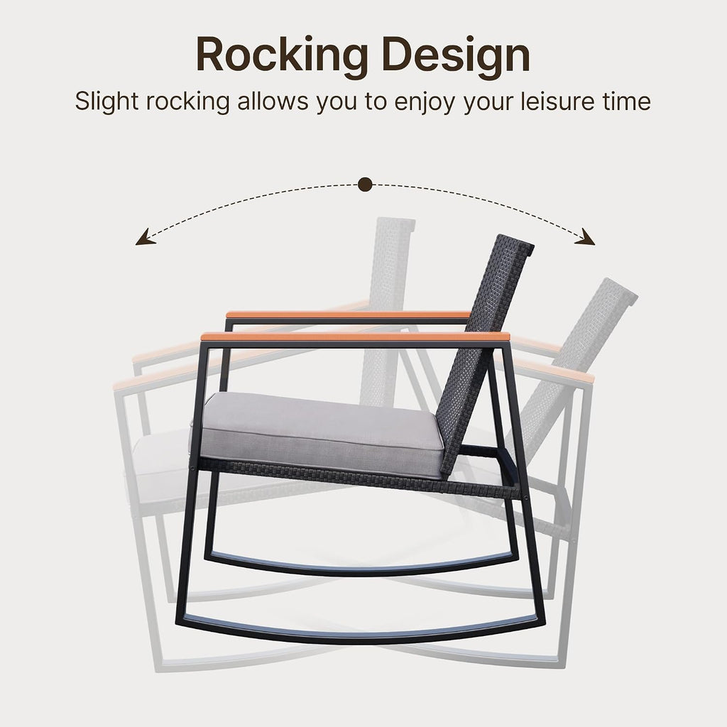 Gizoon 3 Pieces Rocking Patio Bistro Set