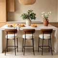 Bar Stools Set of 3 Boucle Counter Stools for Kitchen Island