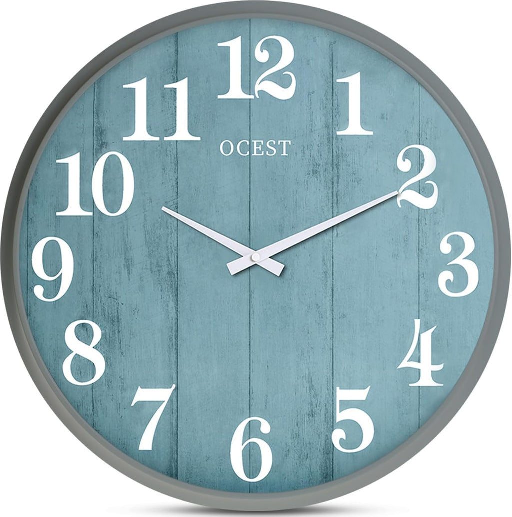 OCEST 18 Inch Large Decorative Wall Clock with Woodgrain Design