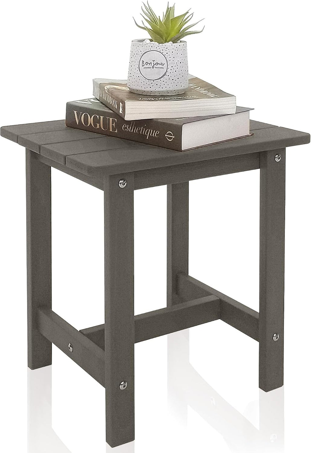 Meluvici Outdoor Side Table, Small Adirondack Side Table for Adirondack Chair - Indoor Outdoor End Table - HDPS (Grey)
