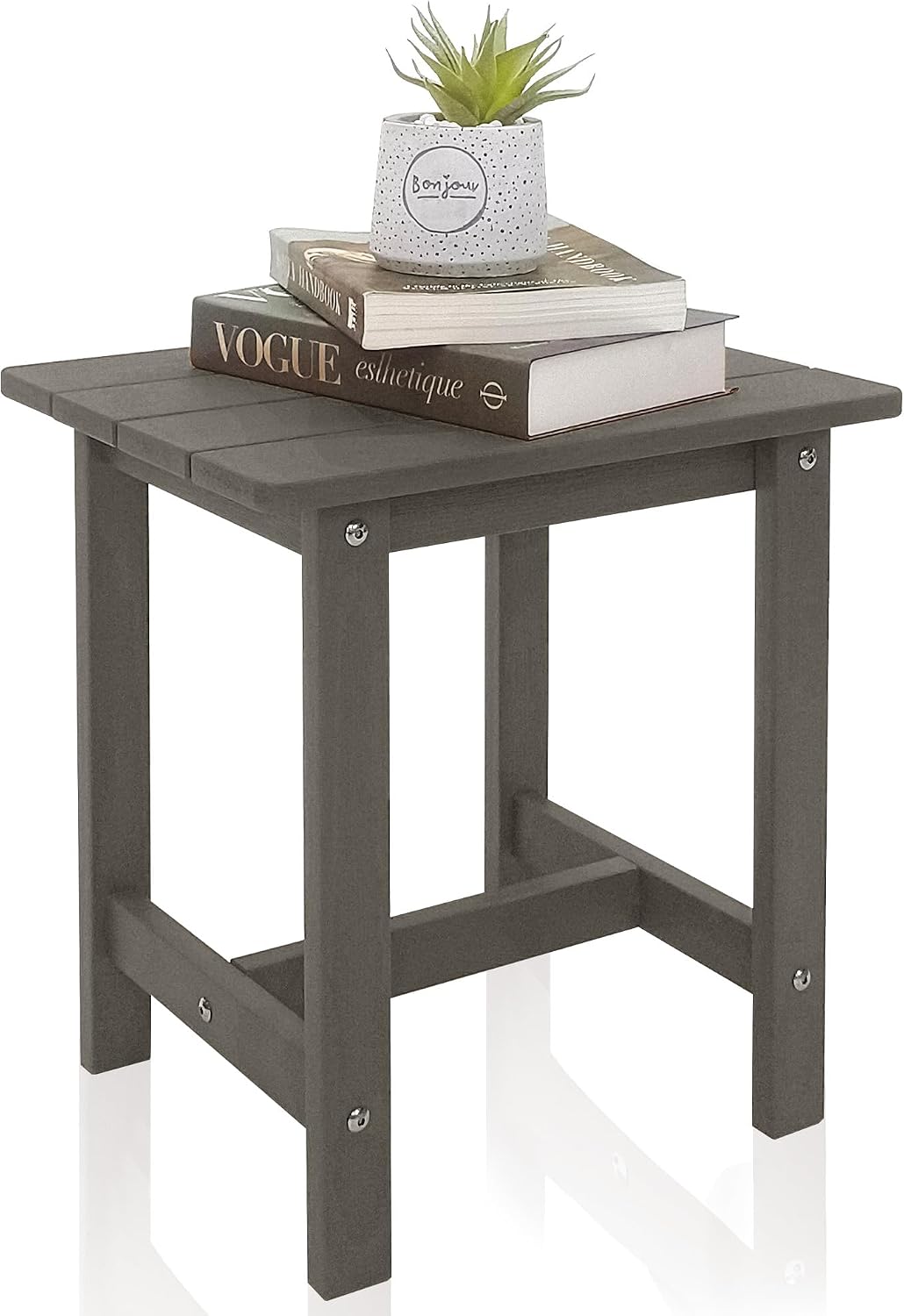 Meluvici Outdoor Side Table, Small Adirondack Side Table for Adirondack Chair - Indoor Outdoor End Table - HDPS (Grey)