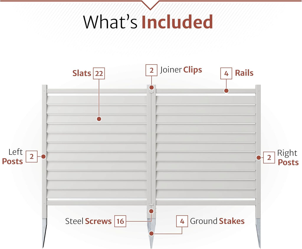 Enclo Waverly Privacy Screen, White Vinyl DIY No Dig Kit