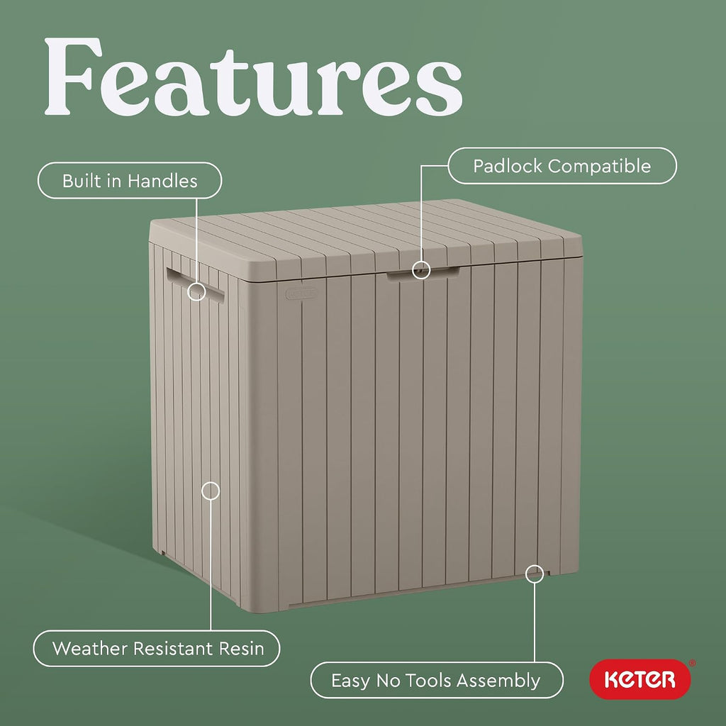 Keter City 30 Gal Outdoor Storage Box and Patio Side Table