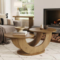 Tribesigns 45.3" Round Wood Coffee Table, 2-Tier Farmhouse Center Table