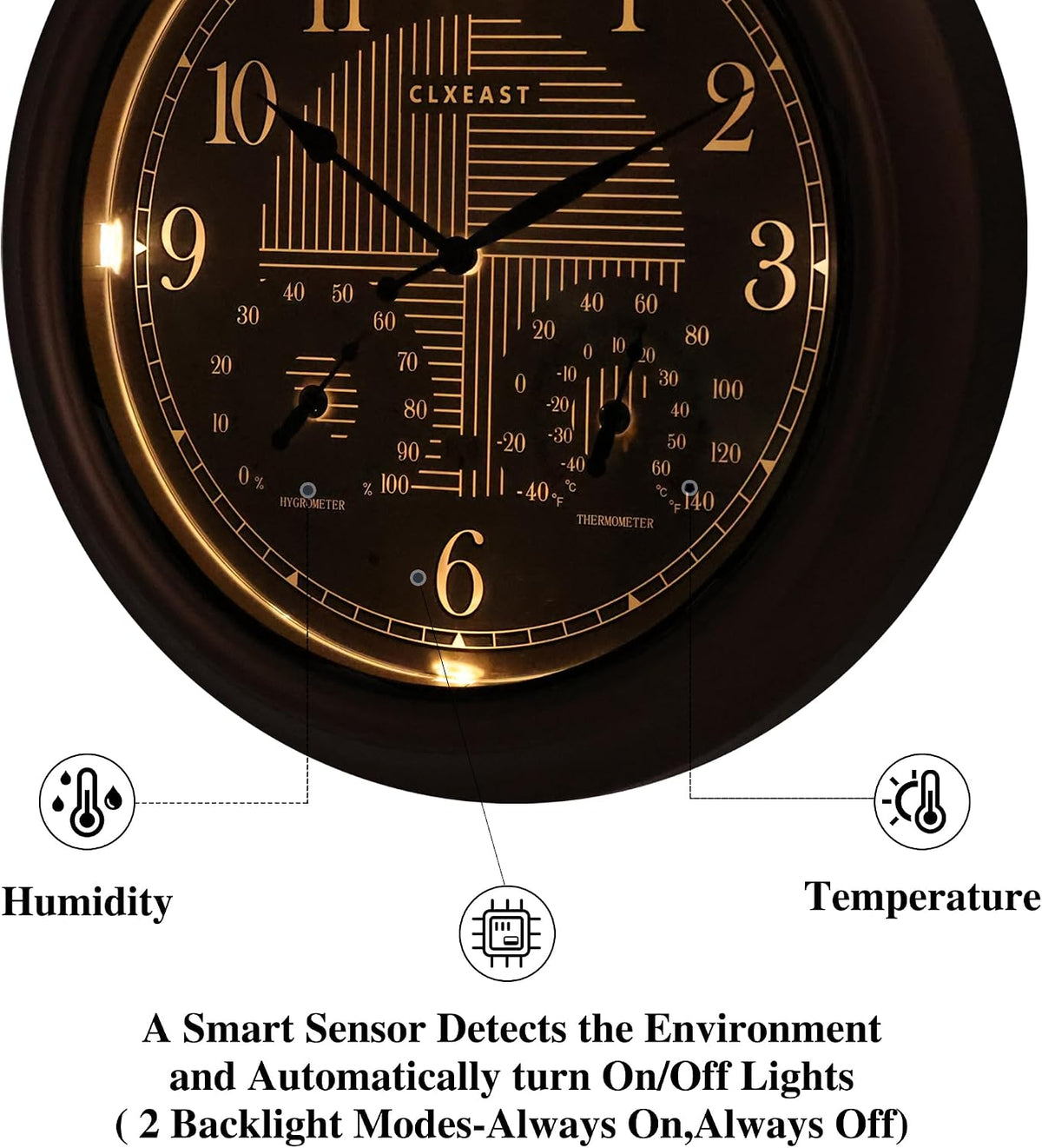 CLXEAST 18" Illuminated Outdoor Atomic Analog Clocks Waterproof,IP65 Rating
