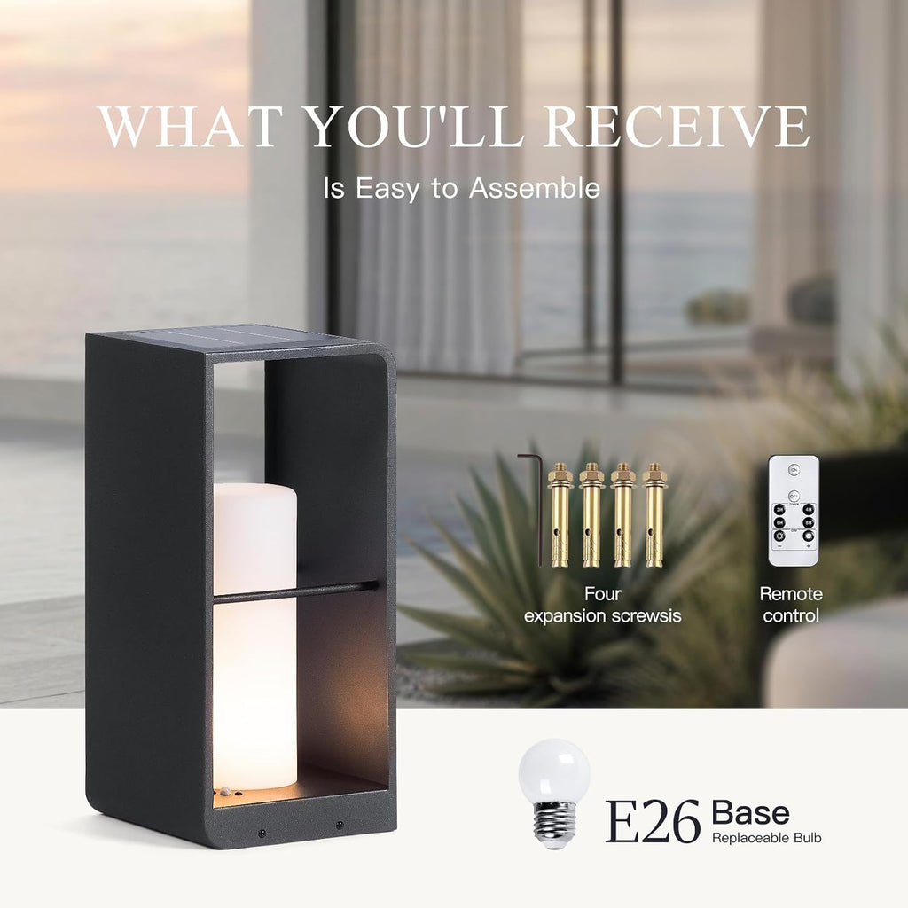 Modern Floor Lamp with Remote, Dusk to Dawn Outdoor Solar Lanterns