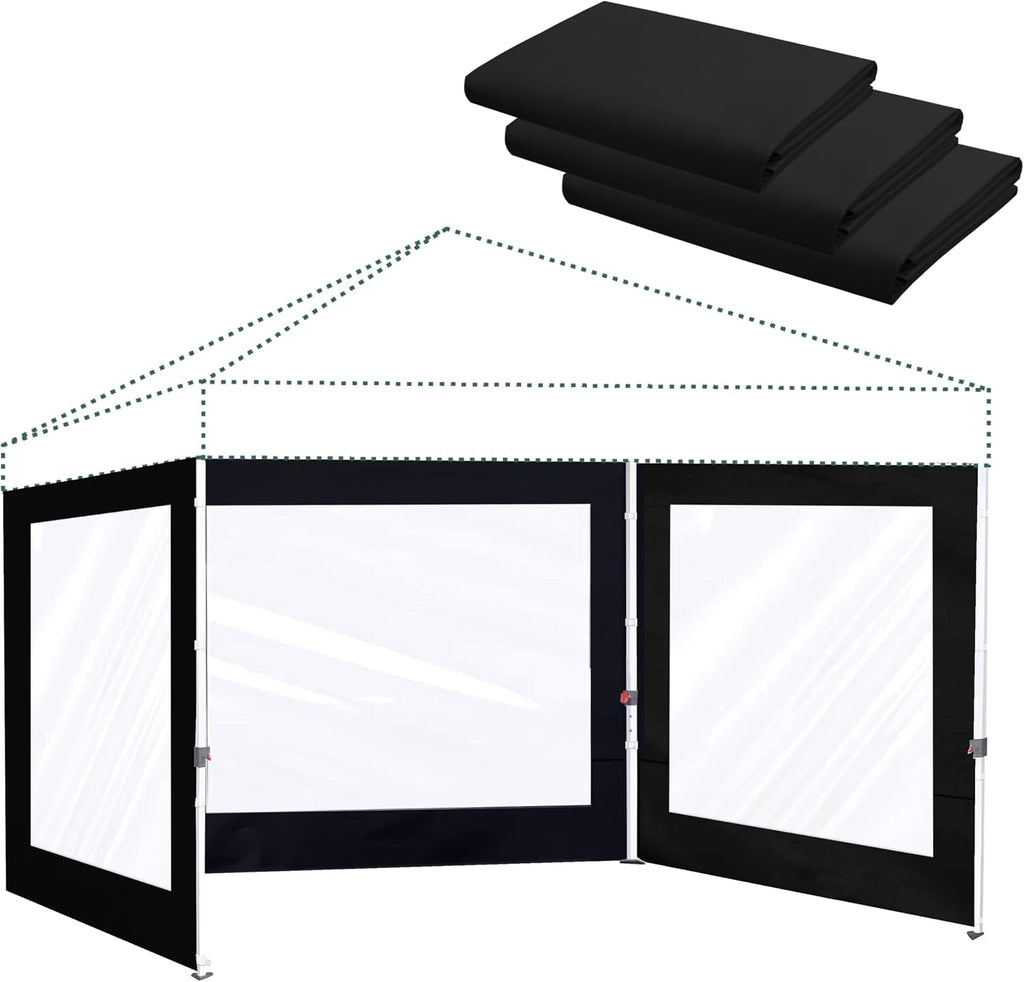 Clear Canopy Sidewalls for 10x10 Pop Up Tent, Black