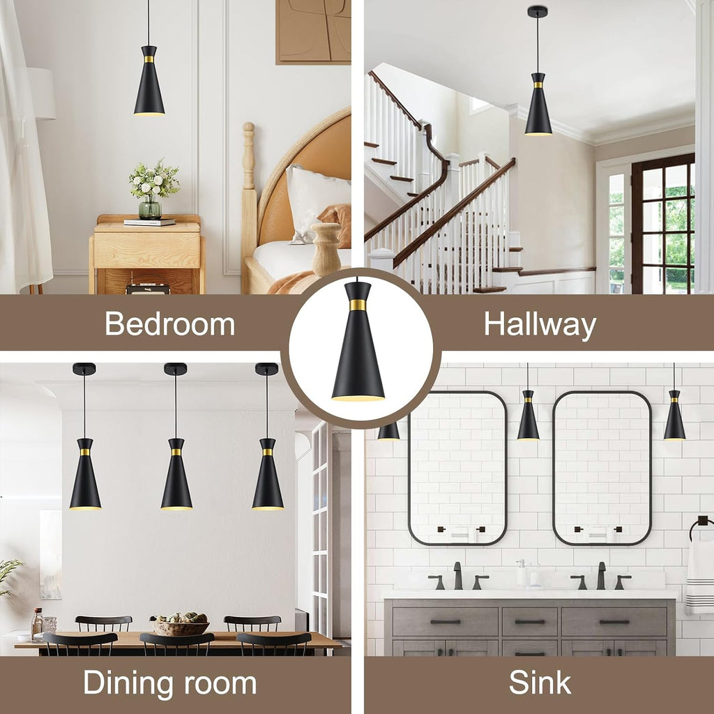 2026 New Pendant Lights Kitchen Island 3 Pack 13"H Gold Black Pendant Light