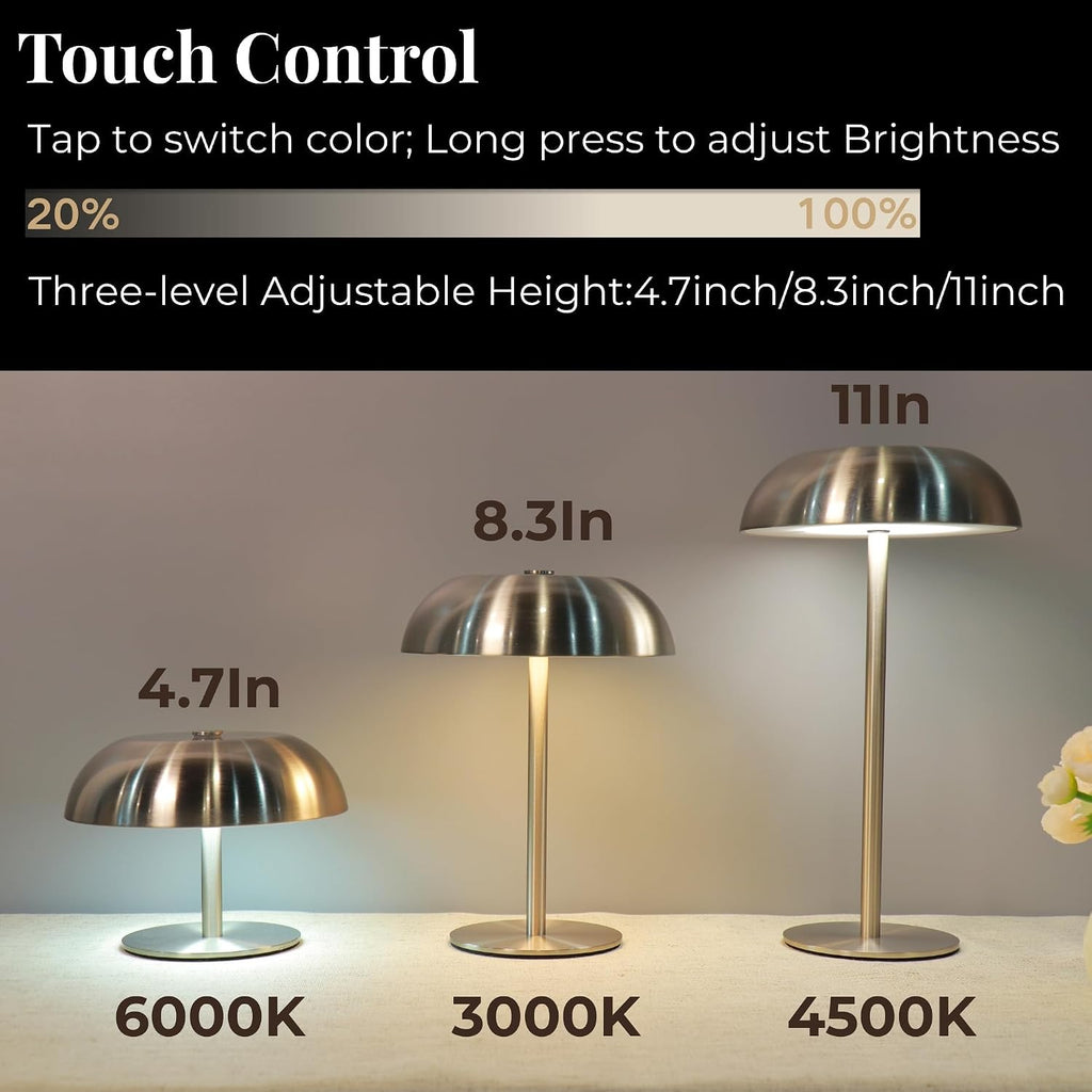 cordless 11" mushroom table lamp with dimmable 3, close-up detail