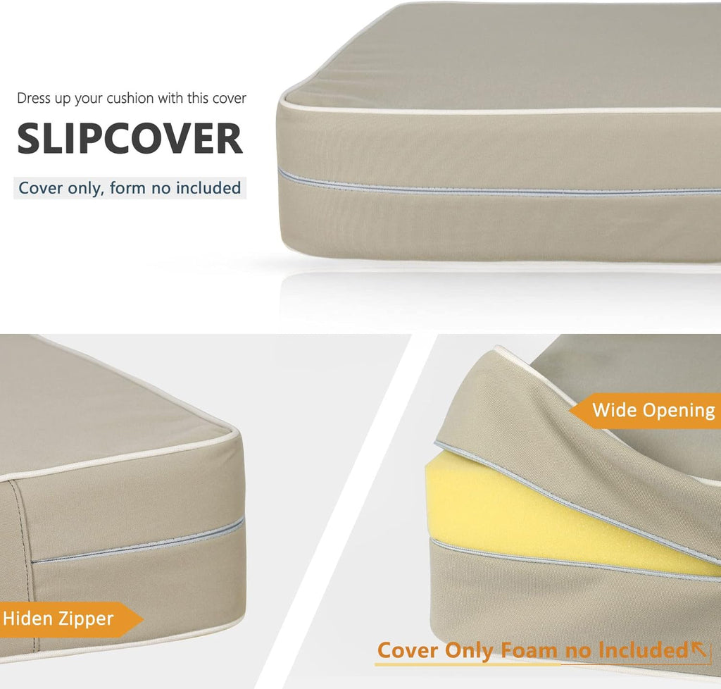 Porch Shield Outdoor Cushion Slipcovers Patio Chair Seat Cushion Covers Set 4 Waterproof Fade Resistant 19 x 19 x 4 inch, Beige (4 Packs)