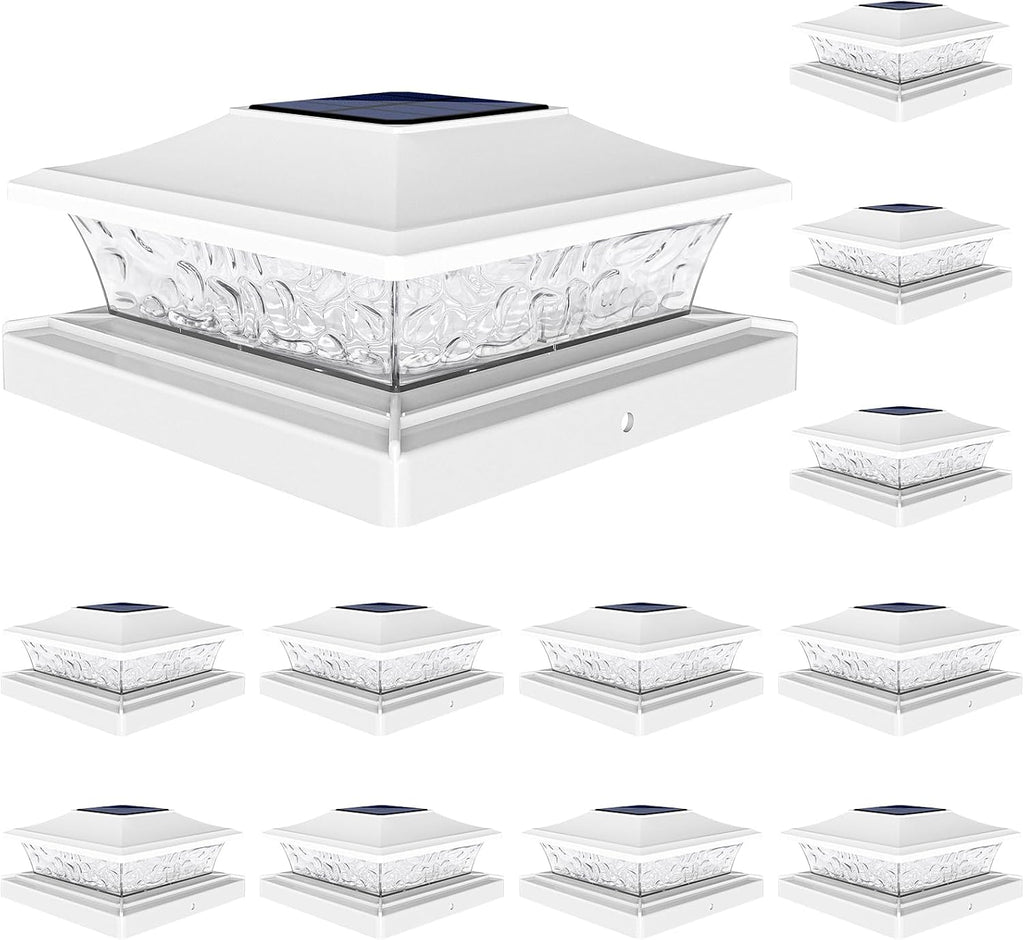 VOLISUN Solar Post Cap Lights, 2 Modes Outdoor Fence Lights (12Pack,White)