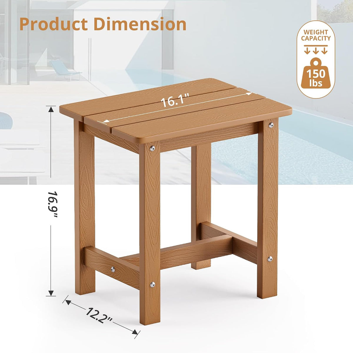 lue bona outdoor side table, hdps small outdoor, close-up detail
