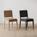 Nathan James Cohen 19 in. Wood Dining Chair, Mid-Century Modern Upholstered Side Chair with Hand Woven Faux Suede Backrest, Black