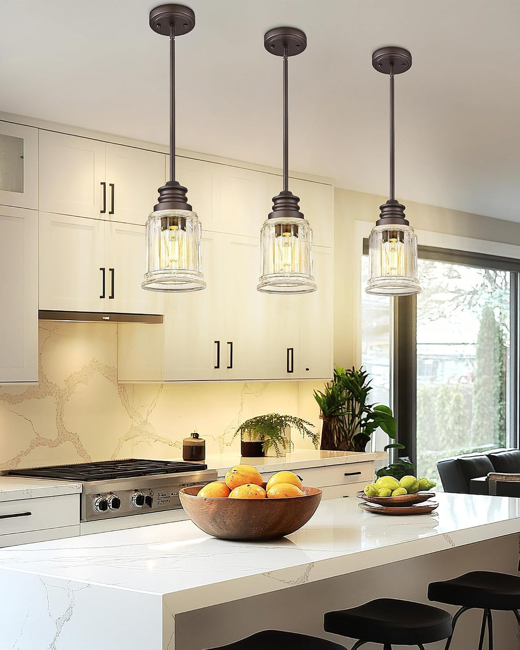 farmhouse pendant light for kitchen island, hwh oil-rubbed on a desk or shelf