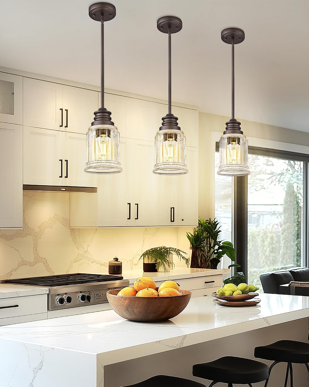 farmhouse pendant light for kitchen island, hwh oil-rubbed on a desk or shelf