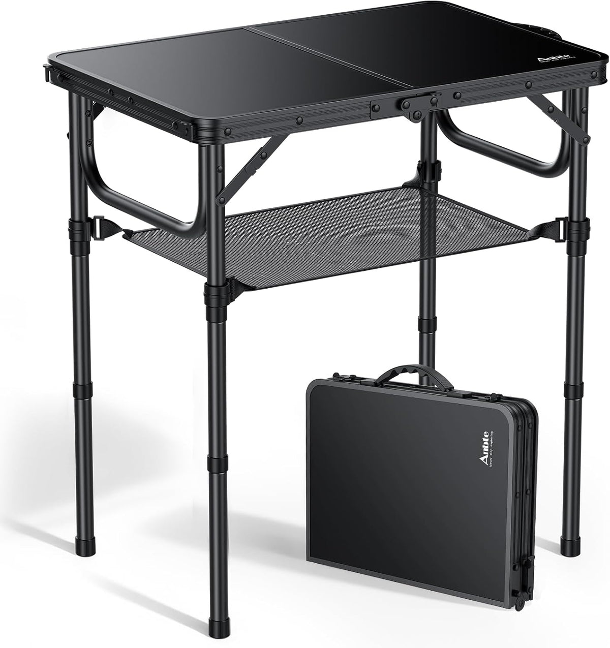 Anbte 2ft Folding Camping Table, 3 Adjustable Heights Small Folding Table