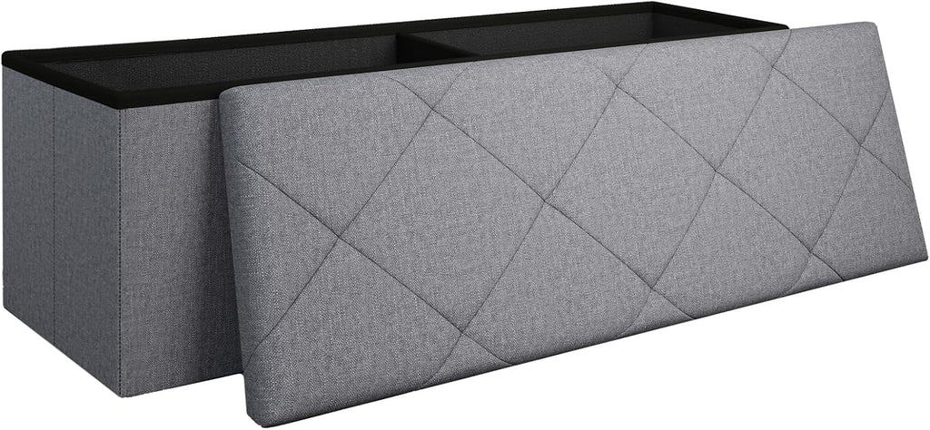 43 Inches Folding Storage Ottoman Bench for Bedroom,660 lb Ottoman with Storage End of Bed Storage Bench,for Bedroom,Living Room,Entryway,Dark Gray（43Wx15Dx15H