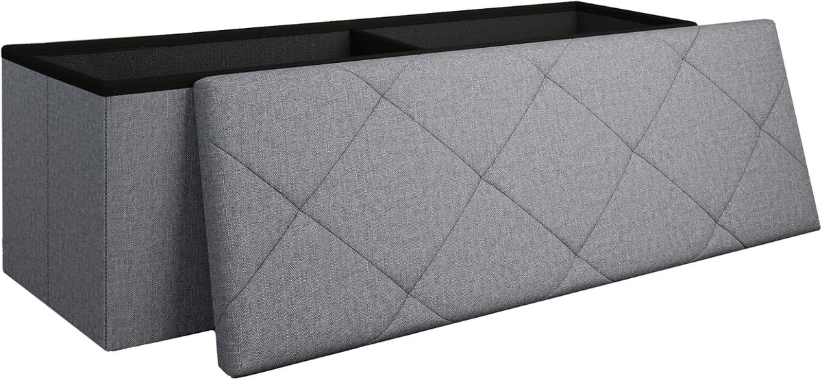 43 Inches Folding Storage Ottoman Bench for Bedroom,660 lb Ottoman with Storage End of Bed Storage Bench,for Bedroom,Living Room,Entryway,Dark Gray（43Wx15Dx15H