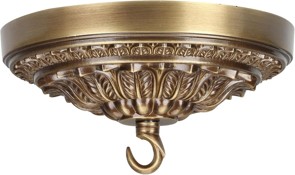 7.28 inches brass ceiling canopy, gold retro mounting, front angle view