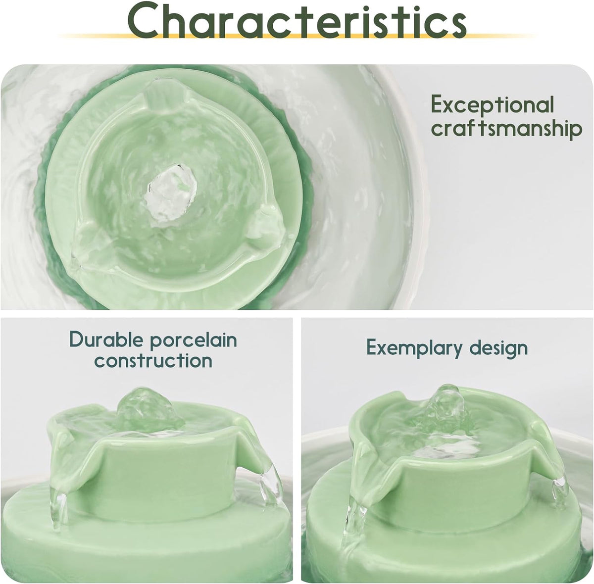 Lawfery Ceramic Cat Water Fountain, 2.1L/71oz Cupcake Pet Fountain