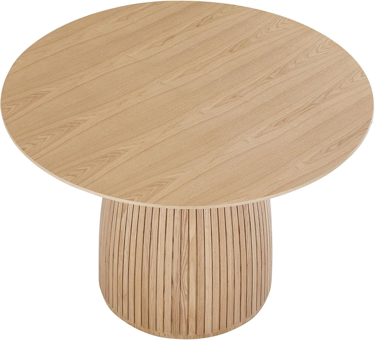 LUMISOL Round Dining Table for 4-6 People, Modern Kitchen Table with Fluted Design, Wood Dinner Tables for Kitchen, Dining Room, Living Room, No Included Chairs, Oak