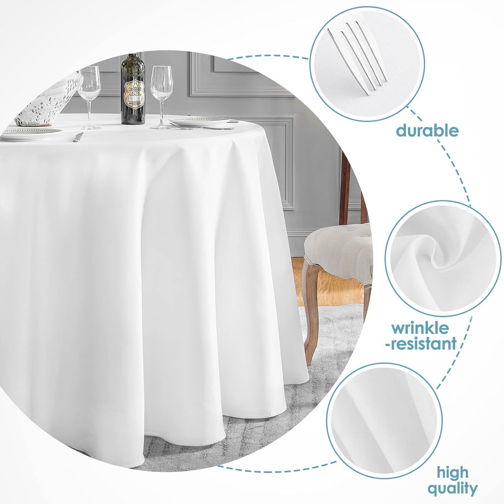 VidaFete 10 Pack 120inch Round Tablecloth Polyester Table Cloth, White