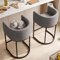 26" H Counter Height Bar Stools Set of 4, Modern Barrel Counter Stools with Backrest and Arms, Linen Fabric Upholstered Accent Barstools for Kitchen Island,Support 450 LBS (Gray)