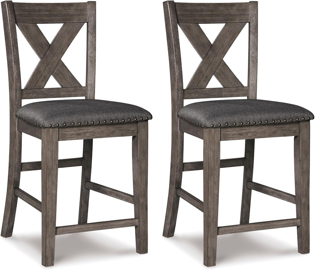 Signature Design by Ashley Caitbrook X-Back Bar Stools Set of 2, Gray