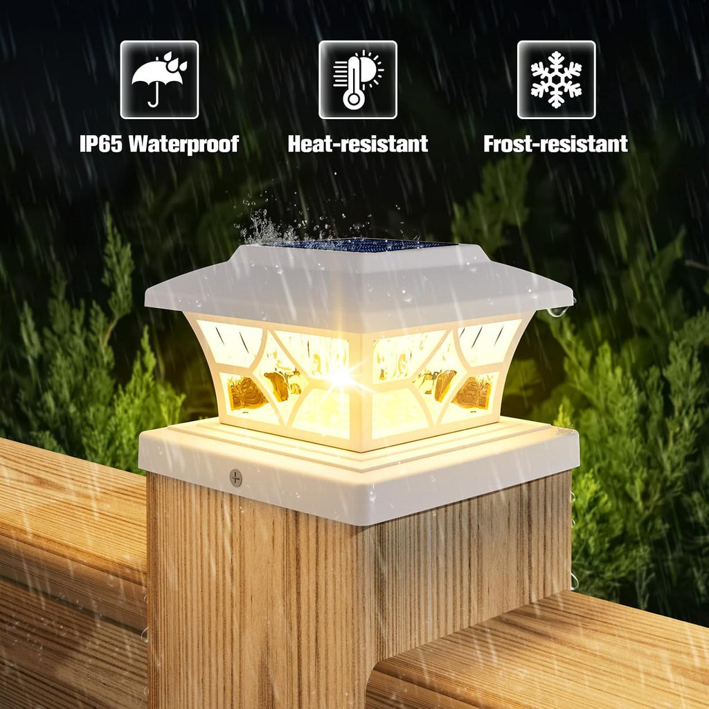 VOLISUN Solar Fence Post Cap Lights, Cool/Warm Modes Outdoor 4Pack, White