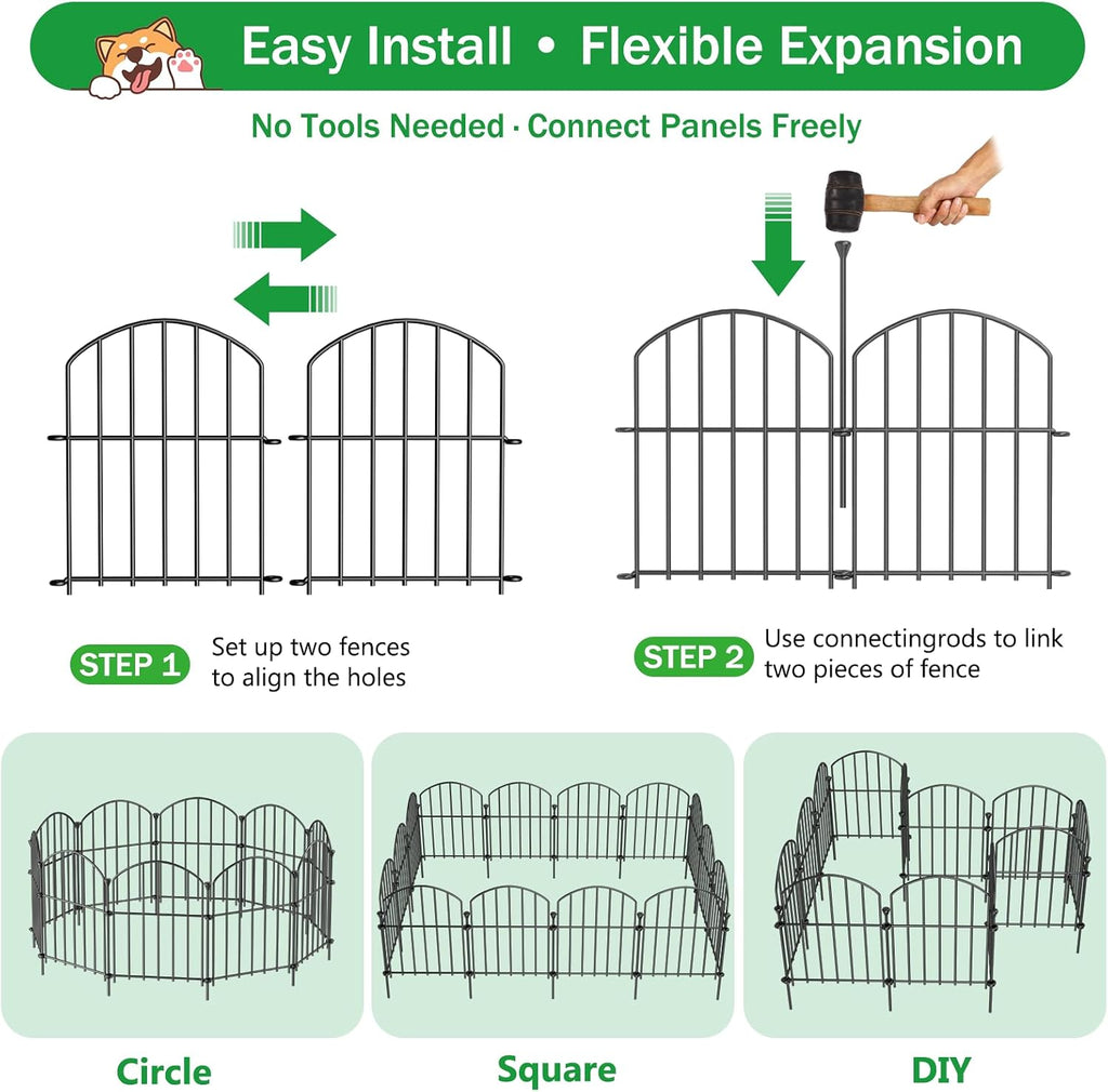 No Dig Garden Fence Panels, Dog Fence Outdoor for Yard, 30 Pack